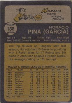 1973 Topps #138 Horacio Pina Back
