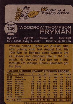 1973 Topps #146 Woodie Fryman Back
