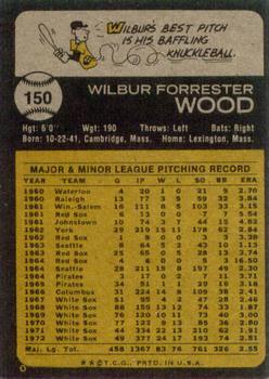 1973 Topps #150 Wilbur Wood Back