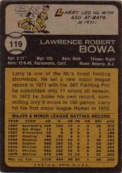 1973 Topps #119 Larry Bowa Back