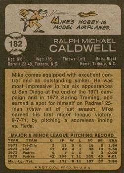 1973 Topps #182 Mike Caldwell Back