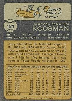 1973 Topps #184 Jerry Koosman Back