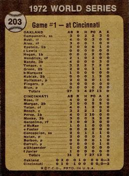 1973 Topps #203 World Series Game No. 1: Tenace the Menace Back