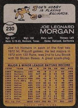 1973 Topps #230 Joe Morgan Back