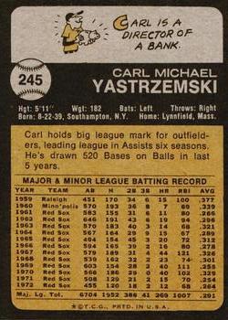 1973 Topps #245 Carl Yastrzemski Back