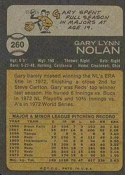1973 Topps #260 Gary Nolan Back