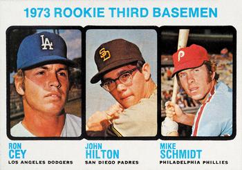 1973 Topps #615 1973 Rookie Third Basemen (Ron Cey / John Hilton / Mike Schmidt) Front