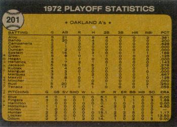 1973 Topps #201 A.L. Playoffs: Hendrick Scores Winning Run Back