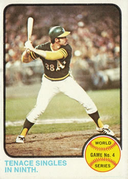 1973 Topps #206 World Series Game No. 4: Tenace Singles in Ninth Front