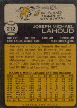 1973 Topps #212 Joe Lahoud Back