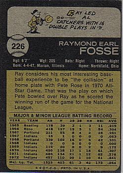 1973 Topps #226 Ray Fosse Back