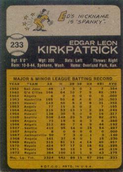1973 Topps #233 Ed Kirkpatrick Back