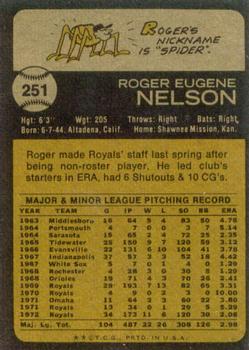 1973 Topps #251 Roger Nelson Back