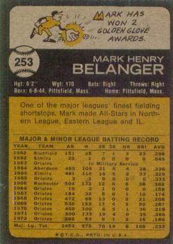 1973 Topps #253 Mark Belanger Back