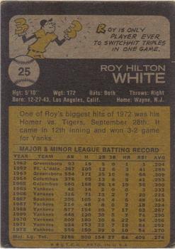 1973 Topps #25 Roy White Back