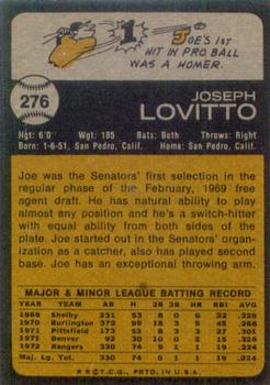 1973 Topps #276 Joe Lovitto Back