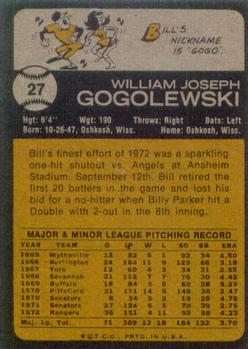 1973 Topps #27 Bill Gogolewski Back