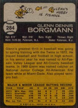 1973 Topps #284 Glenn Borgmann Back