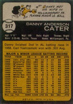 1973 Topps #317 Danny Cater Back