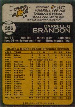 1973 Topps #326 Darrell Brandon Back