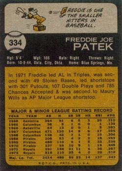 1973 Topps #334 Freddie Patek Back