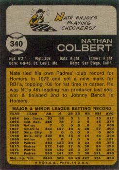 1973 Topps #340 Nate Colbert Back
