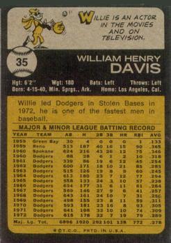 1973 Topps #35 Willie Davis Back