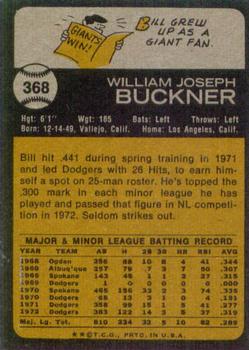 1973 Topps #368 Bill Buckner Back
