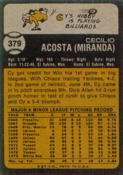 1973 Topps #379 Cy Acosta Back