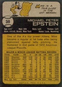 1973 Topps #38 Mike Epstein Back