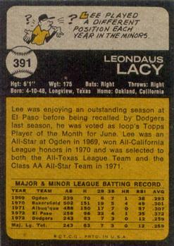 1973 Topps #391 Lee Lacy Back
