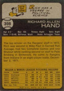 1973 Topps #398 Rich Hand Back