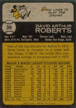 1973 Topps #39 Dave Roberts Back