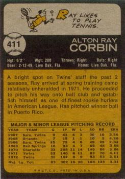 1973 Topps #411 Ray Corbin Back