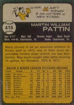 1973 Topps #415 Marty Pattin Back