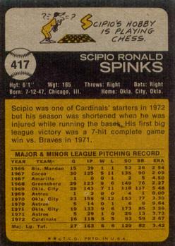 1973 Topps #417 Scipio Spinks Back