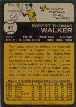 1973 Topps #41 Tom Walker Back
