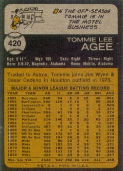 1973 Topps #420 Tommie Agee Back