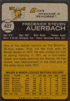1973 Topps #427 Rick Auerbach Back