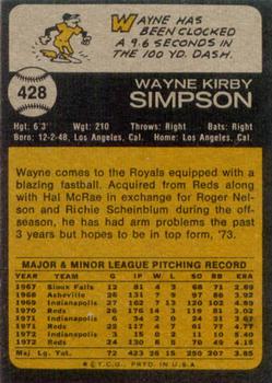 1973 Topps #428 Wayne Simpson Back
