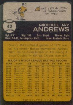 1973 Topps #42 Mike Andrews Back