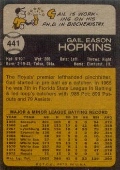 1973 Topps #441 Gail Hopkins Back