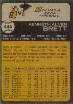 1973 Topps #444 Ken Brett Back