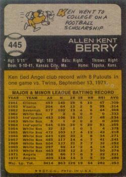 1973 Topps #445 Ken Berry Back