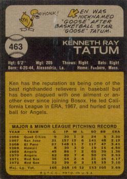 1973 Topps #463 Ken Tatum Back