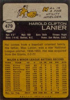 1973 Topps #479 Hal Lanier Back