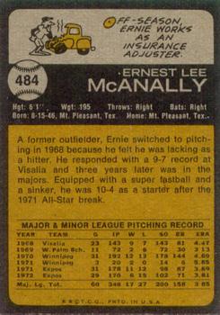 1973 Topps #484 Ernie McAnally Back