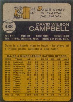 1973 Topps #488 Dave Campbell Back