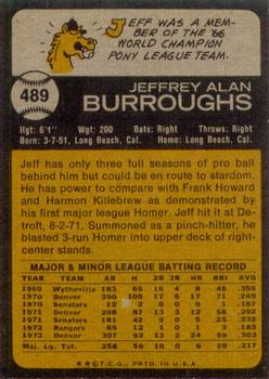 1973 Topps #489 Jeff Burroughs Back