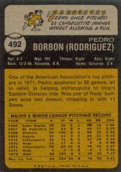 1973 Topps #492 Pedro Borbon Back